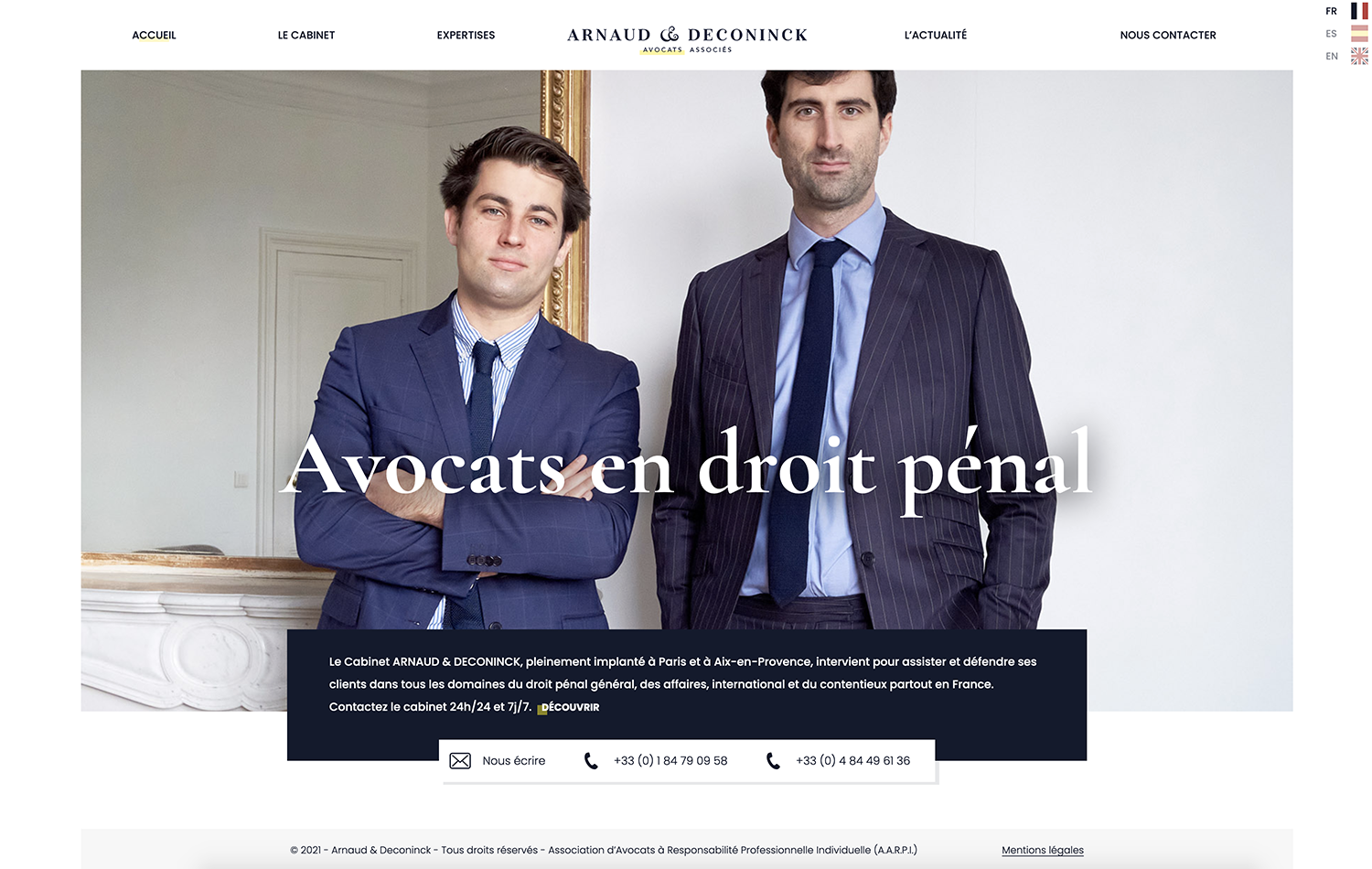 Capture du site internet ARNAUD & DECONINCK