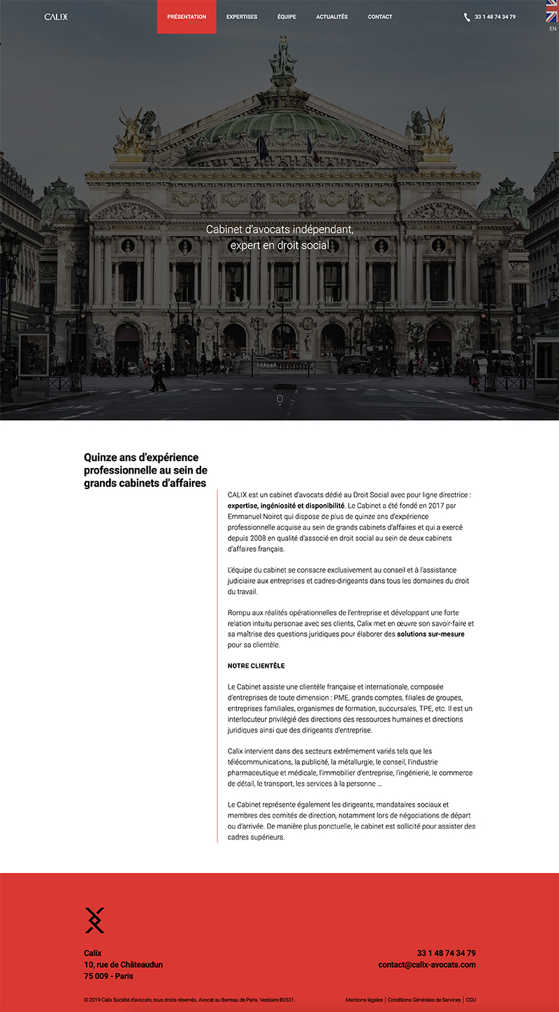 Capture d'écran de la page Présentation