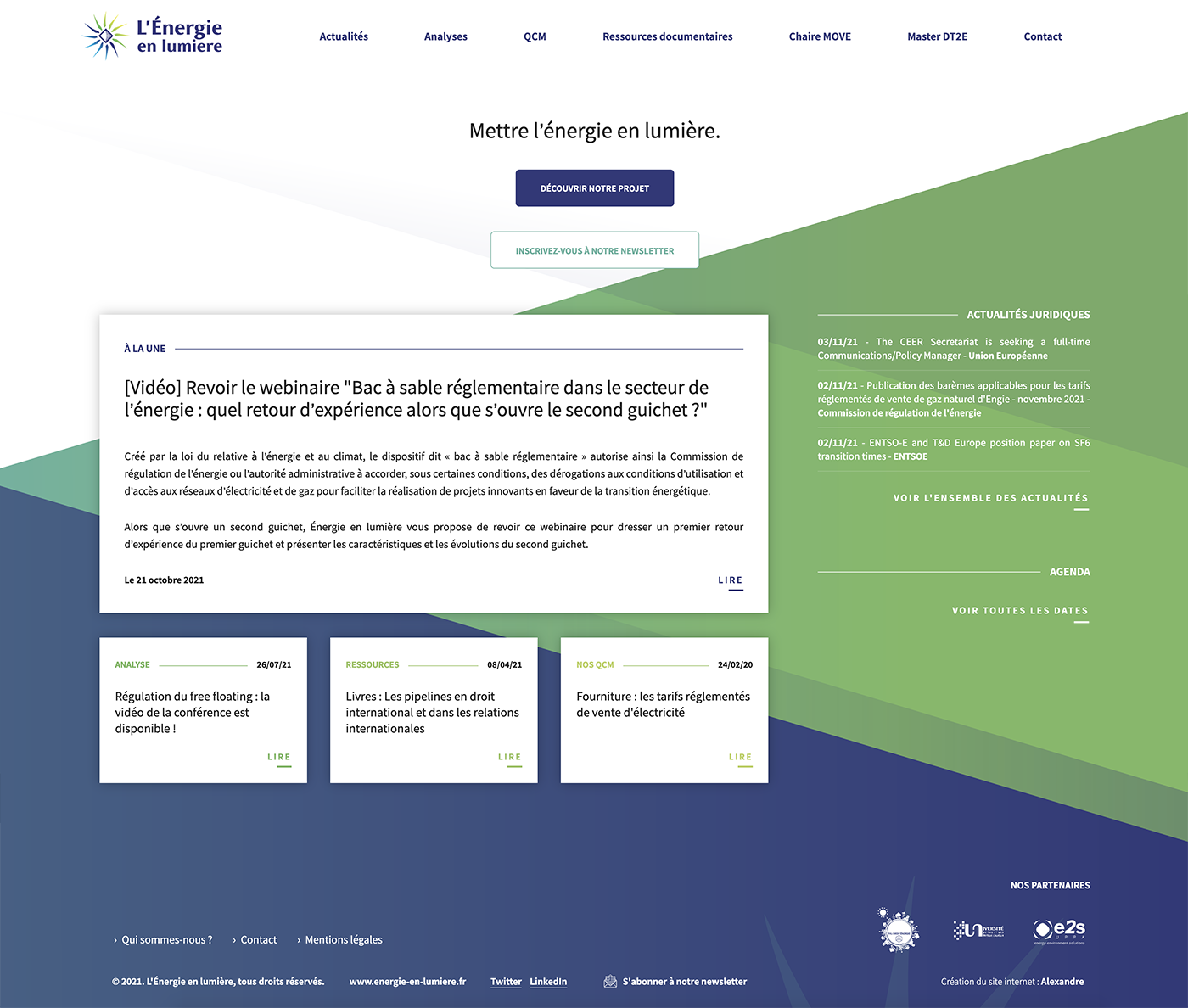 Capture du site internet L'Énergie en lumière