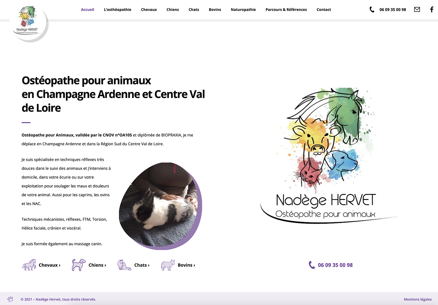 Capture du site internet Nadège Hervet