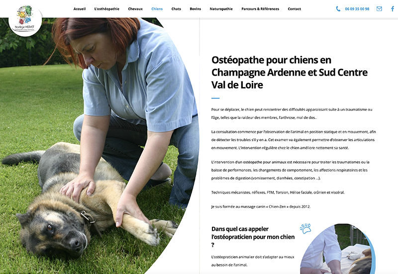 Capture d'écran d'une page du site dédié aux chiens